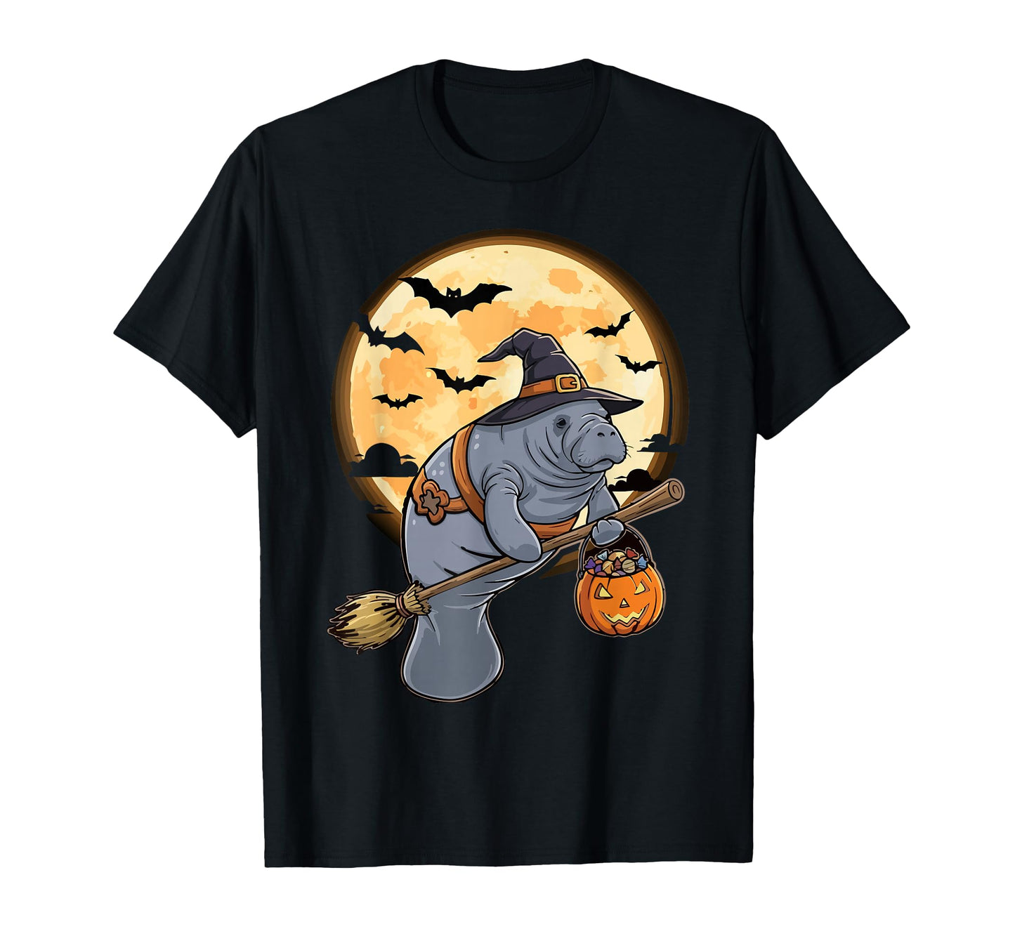 Funny Manatee Lovers Hat Pumpkin for Kids Manatee Halloween T-Shirt
