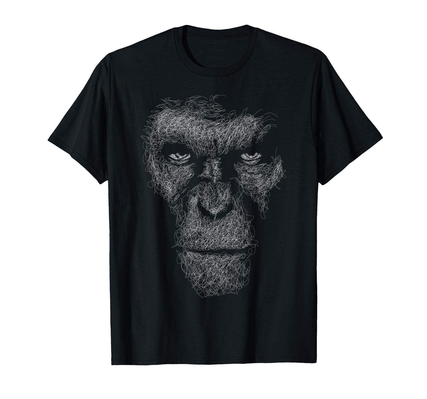 gorilla face scribble art head for lover Silverback animals T-Shirt