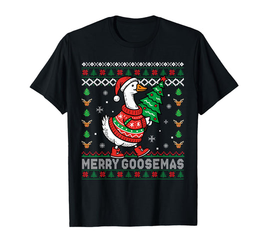 Merry Goosemas Christmas Funny Family Ugly Xmas Men Women T-Shirt