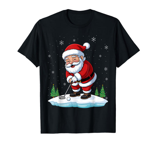Christmas Golf Santa Claus Swing Funny T-Shirt