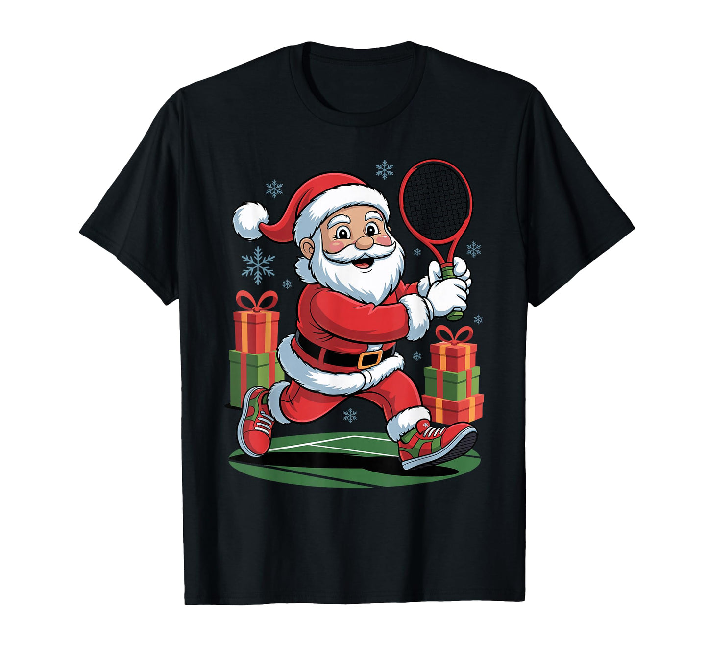 Santa Playing Tennis Funny Christmas Xmas Holiday Pajama T-Shirt