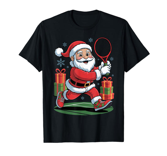 Santa Playing Tennis Funny Christmas Xmas Holiday Pajama T-Shirt