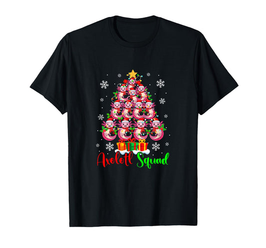 Axolotl Squad Group Santa Axolotls As Colorful Xmas Tree T-Shirt