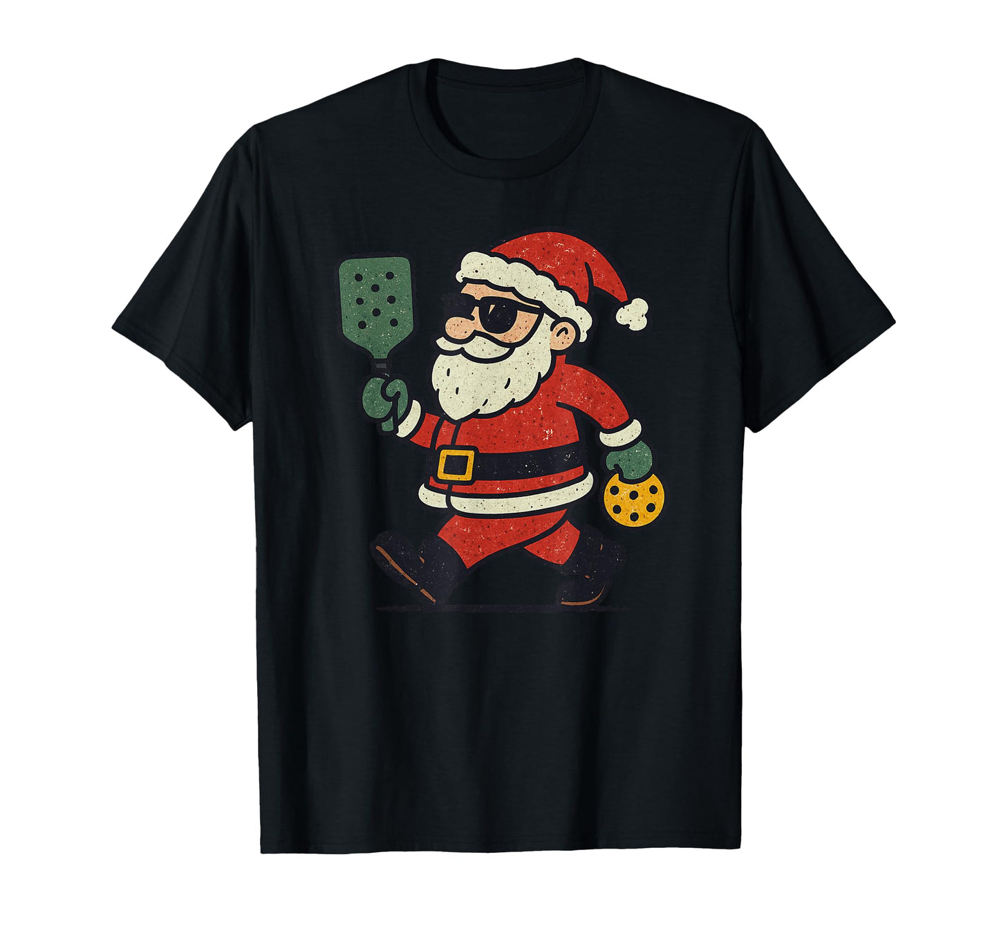 Santa Playing Pickleball Christmas Vintage Funny Xmas T-Shirt