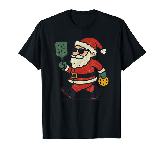 Santa Playing Pickleball Christmas Vintage Funny Xmas T-Shirt
