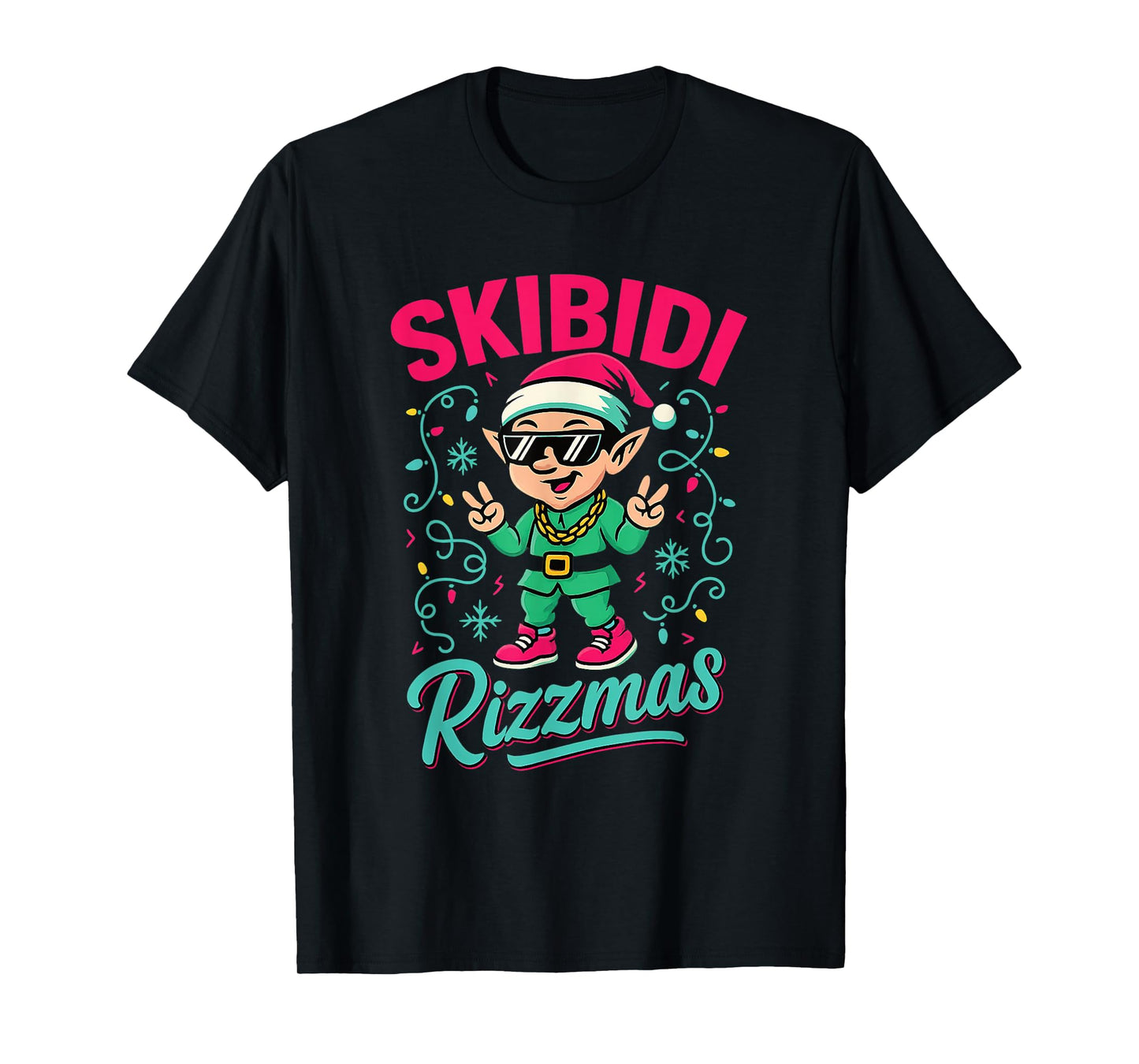 Skibidi Rizzmas Christmas Rizz Funny Santa Meme T-Shirt