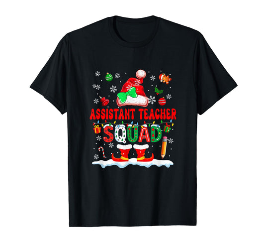 Assistant Teacher Squad Women Job Christmas Santa Bow Tie T-Shirt