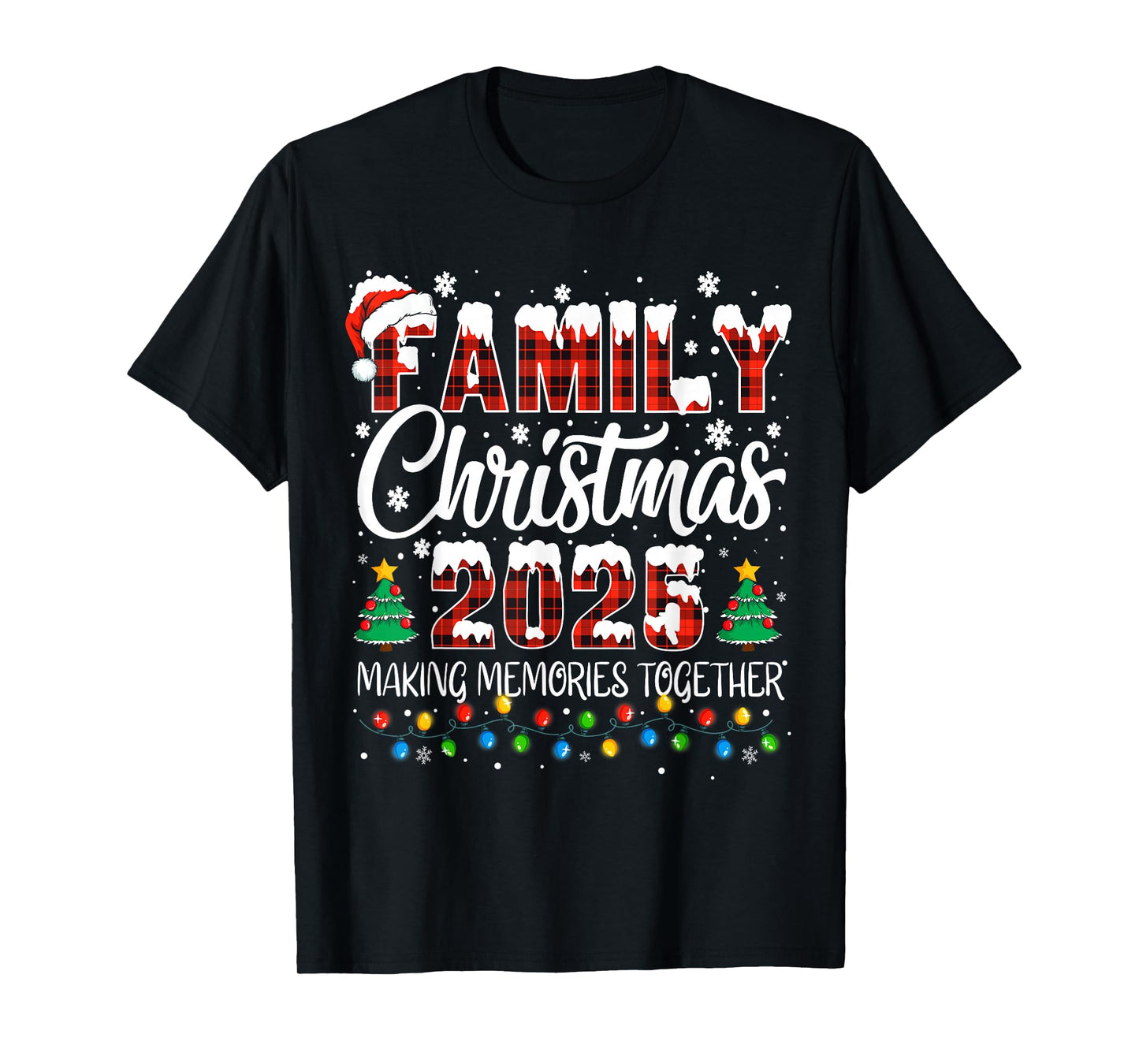 Family Christmas 2025 Matching Squad Santa Red Plaid Xmas T-Shirt
