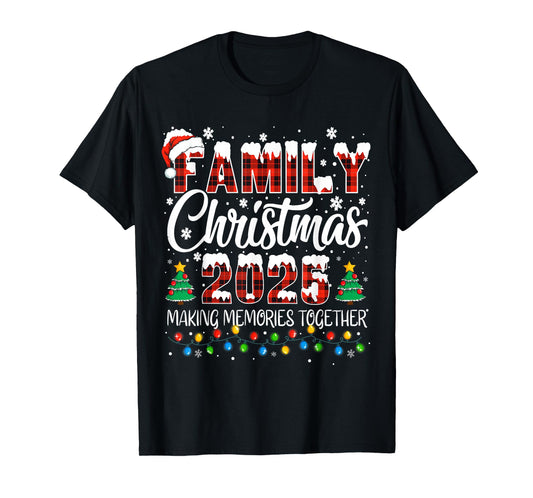 Family Christmas 2025 Matching Squad Santa Red Plaid Xmas T-Shirt