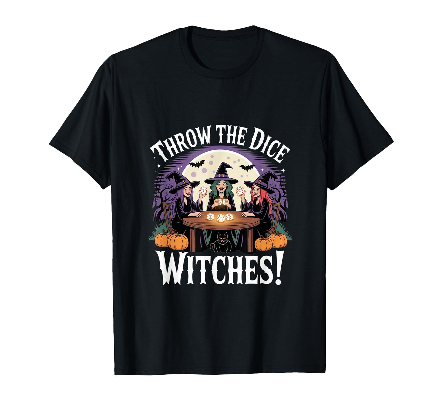 Throw The Dice Witches Funny Halloween Party Bunco Women T-Shirt