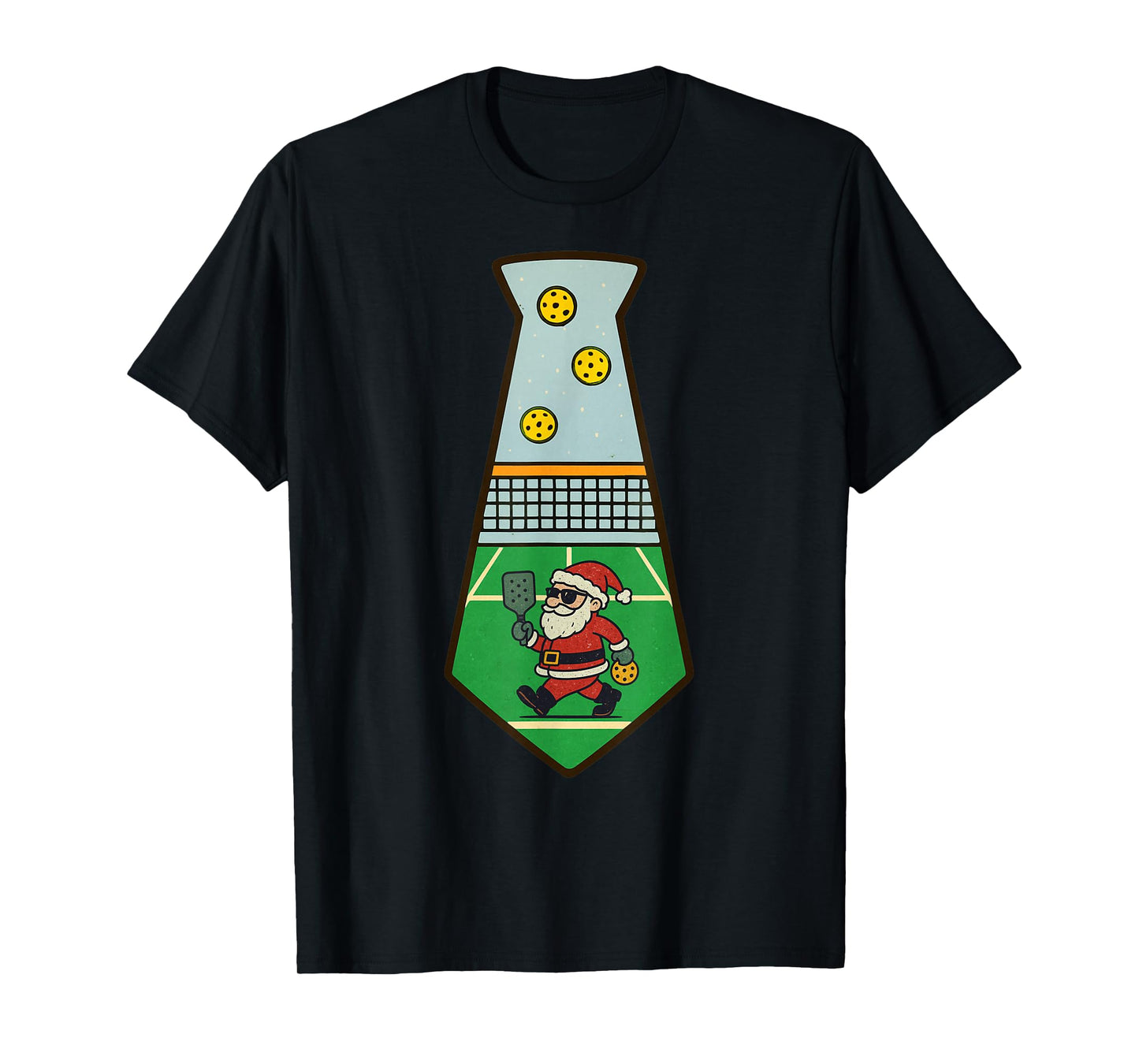 Santa Playing Pickleball Christmas Vintage Funny Xmas T-Shirt