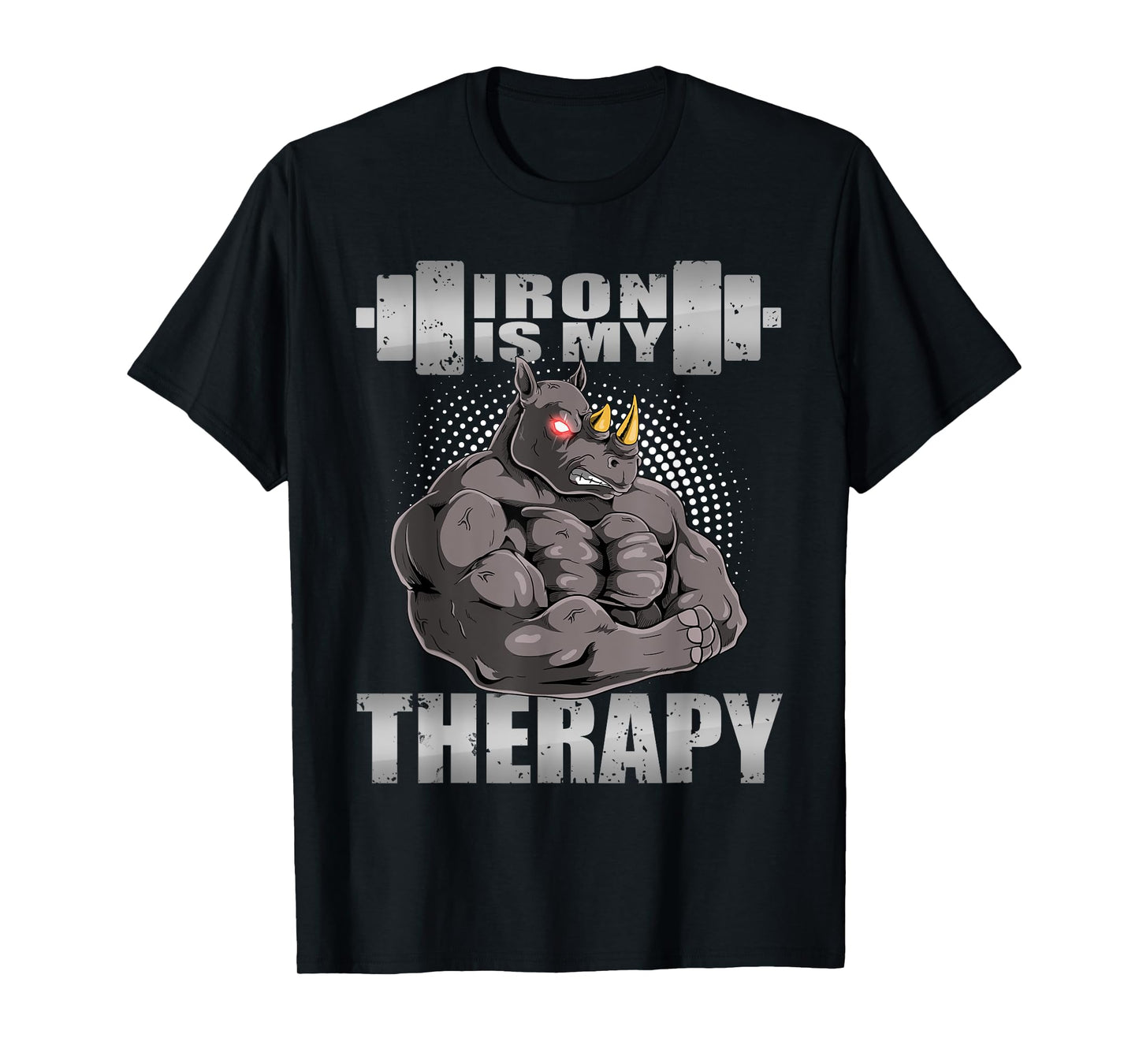Rhinoceros Rhino Powerlifter Workout Gym Iron Is My Therapy T-Shirt
