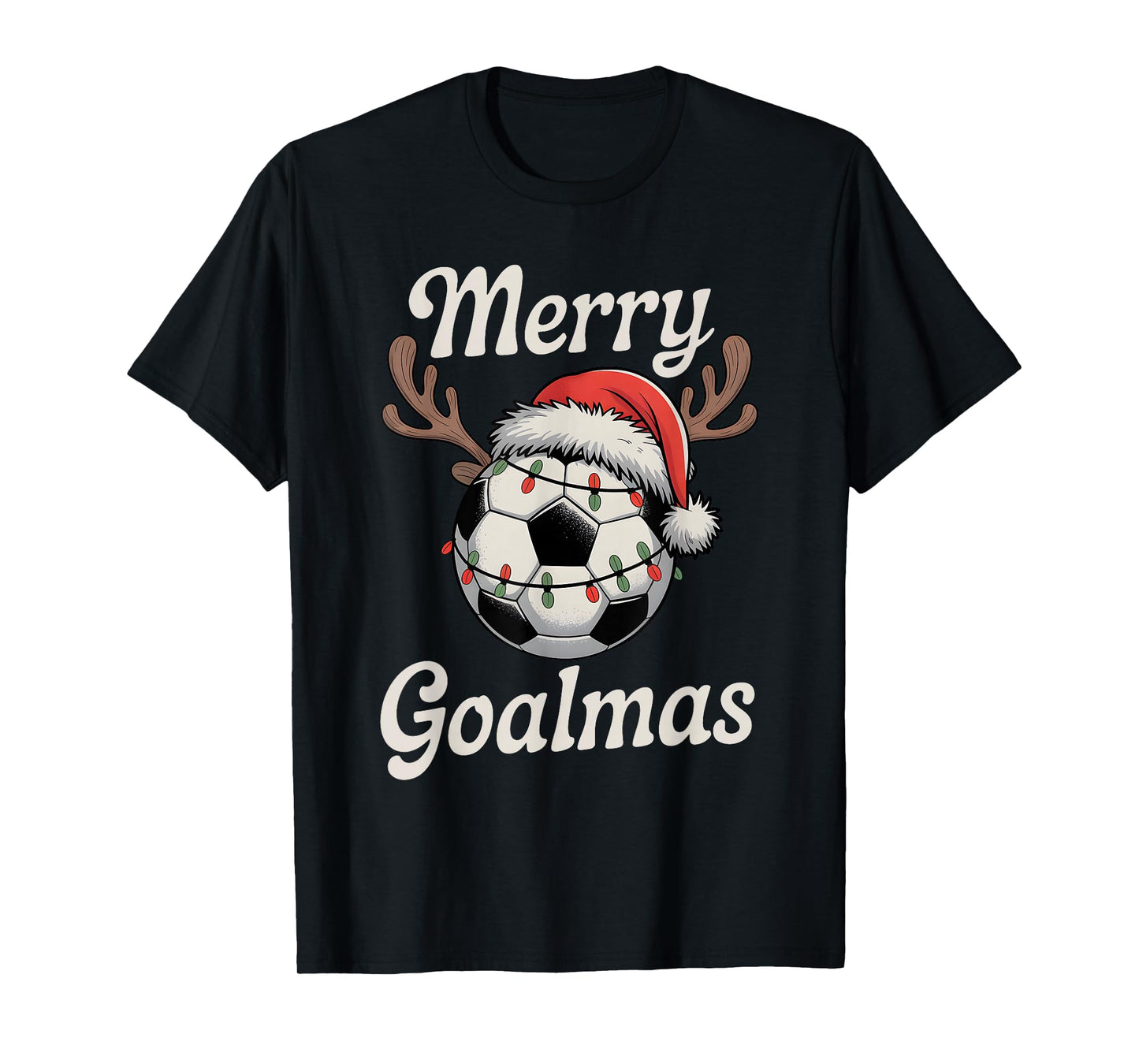 Merry Goalmas Christmas Funny Santa Soccer Ball Reindeer T-Shirt