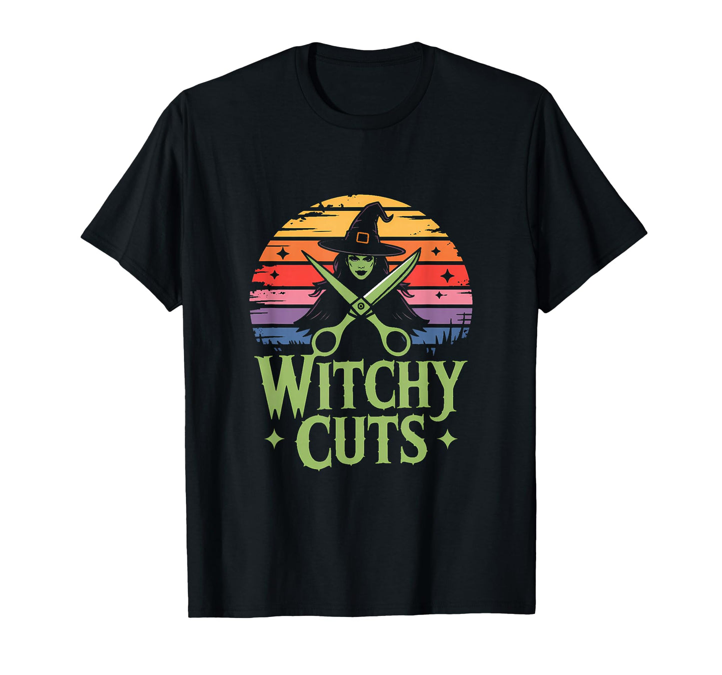 Witch Hairdresser: Witchy Cuts Retro Sunset Hair Stylist T-Shirt