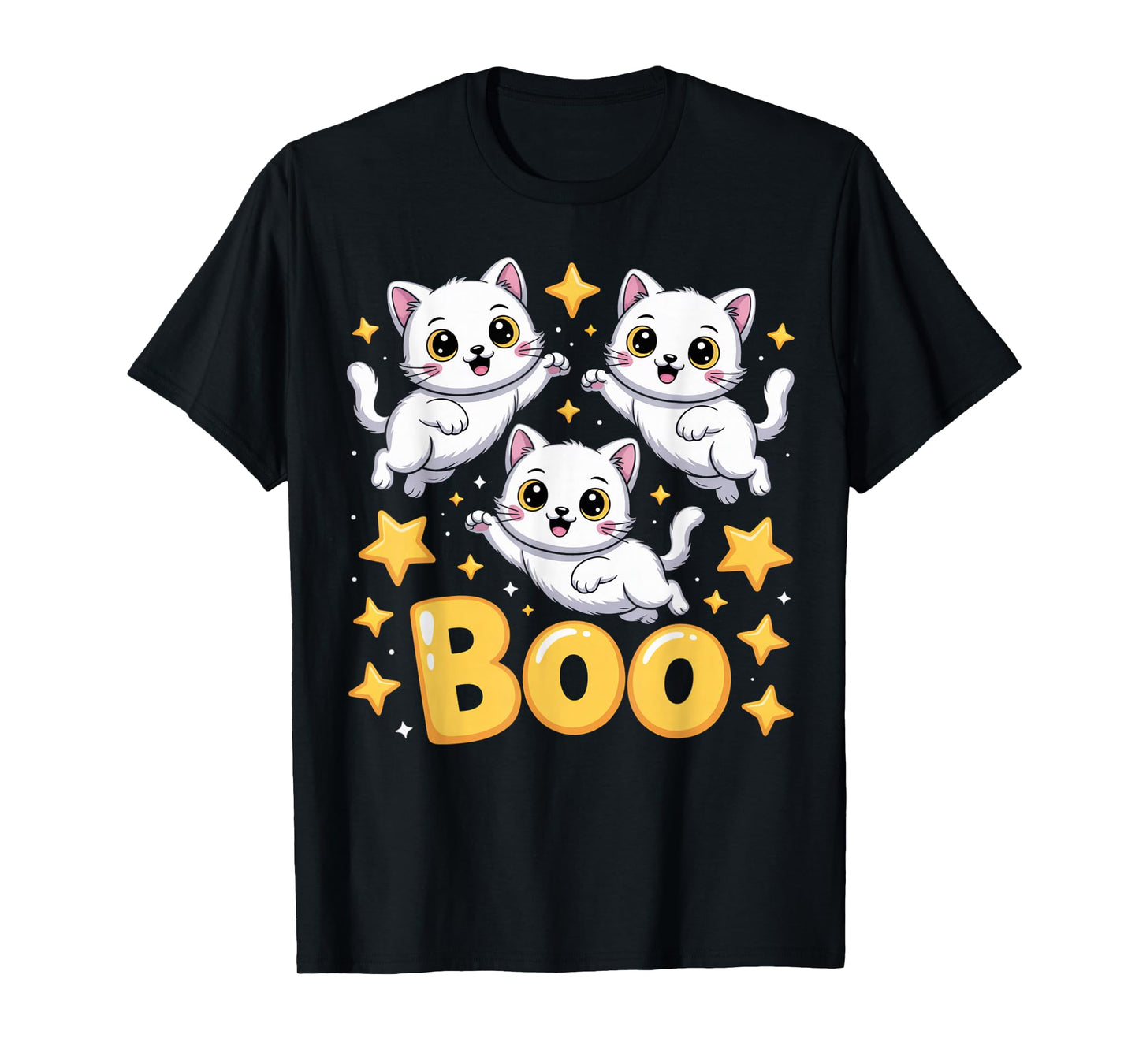 CAT Ghost Boo Cute Kitty Cats Lover Halloween Women Men T-Shirt