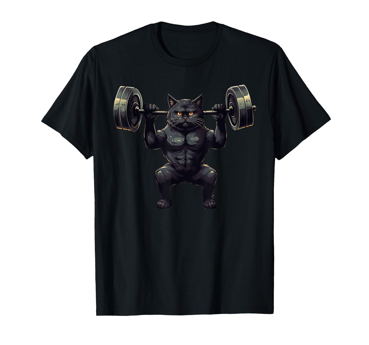 Black Cat Powerlifting Weightlifting Gym Workout Men Women Kids T-Shirt