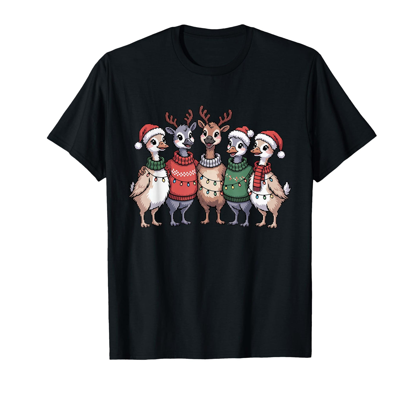 Christmas Lights Goose Santa Funny Xmas Ducks for Men Women T-Shirt