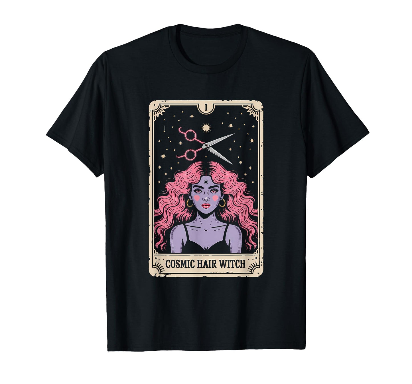 Cosmic Hair Stylist Tarot Card Witch Retro T-Shirt
