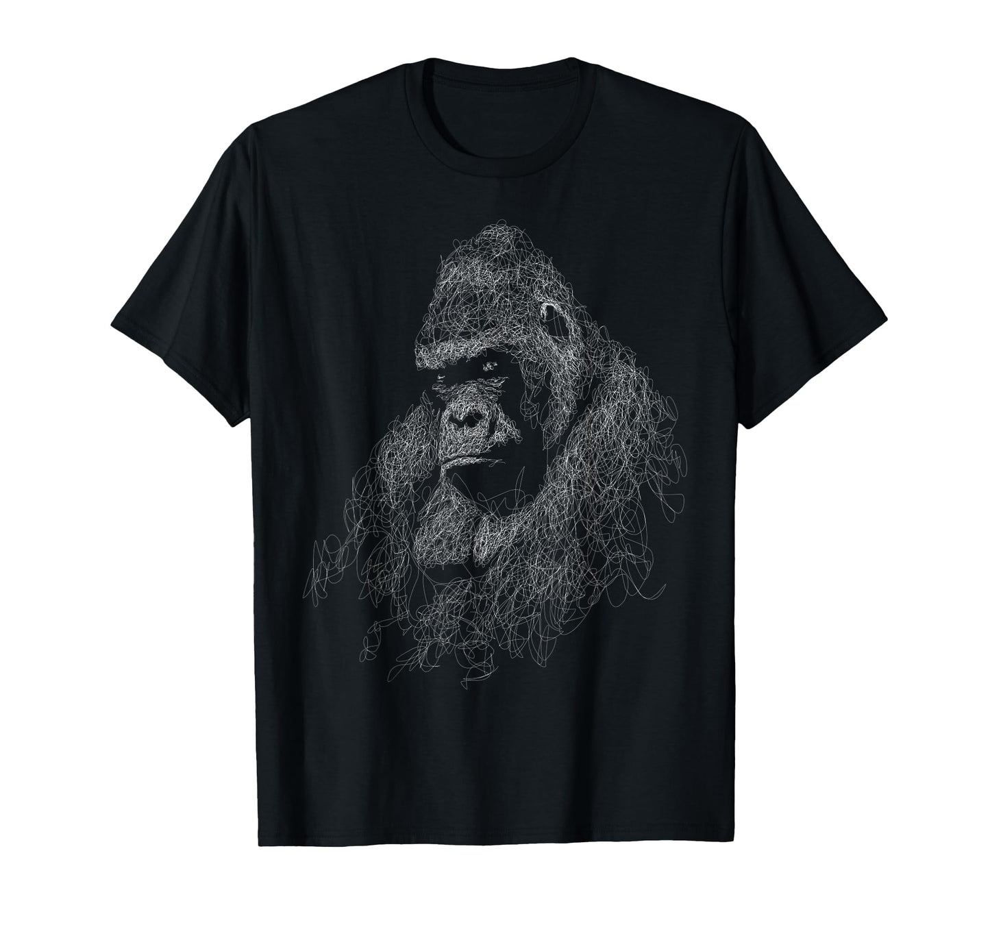 gorilla face scribble art head for lover Silverback animals T-Shirt
