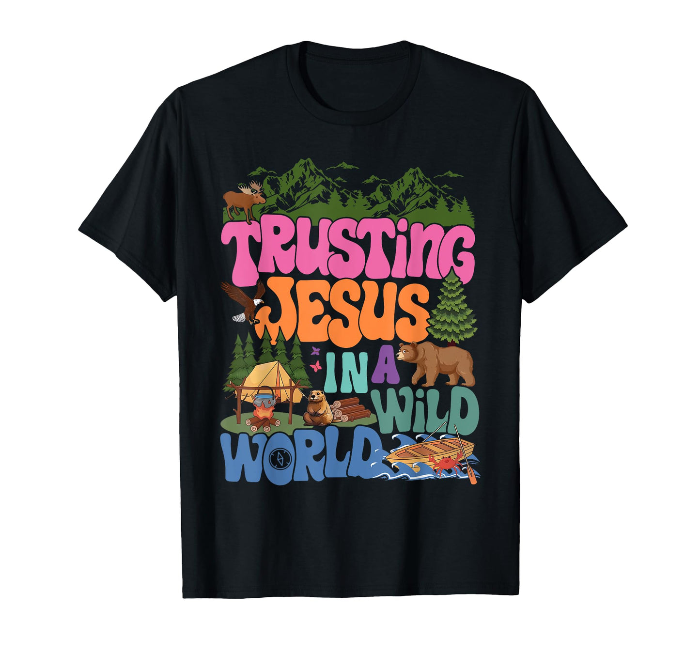 Groovy Trusting Jesus In A Wild World VBS 2025 True North T-Shirt