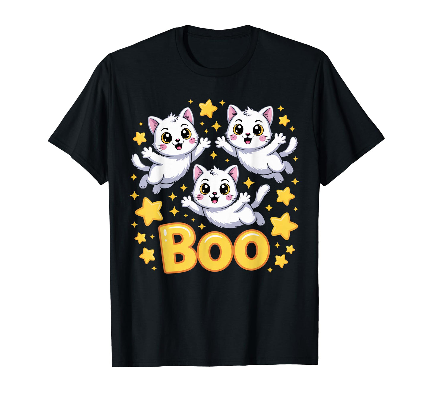 CAT Ghost Boo Cute Kitty Cats Lover Halloween Women Men T-Shirt