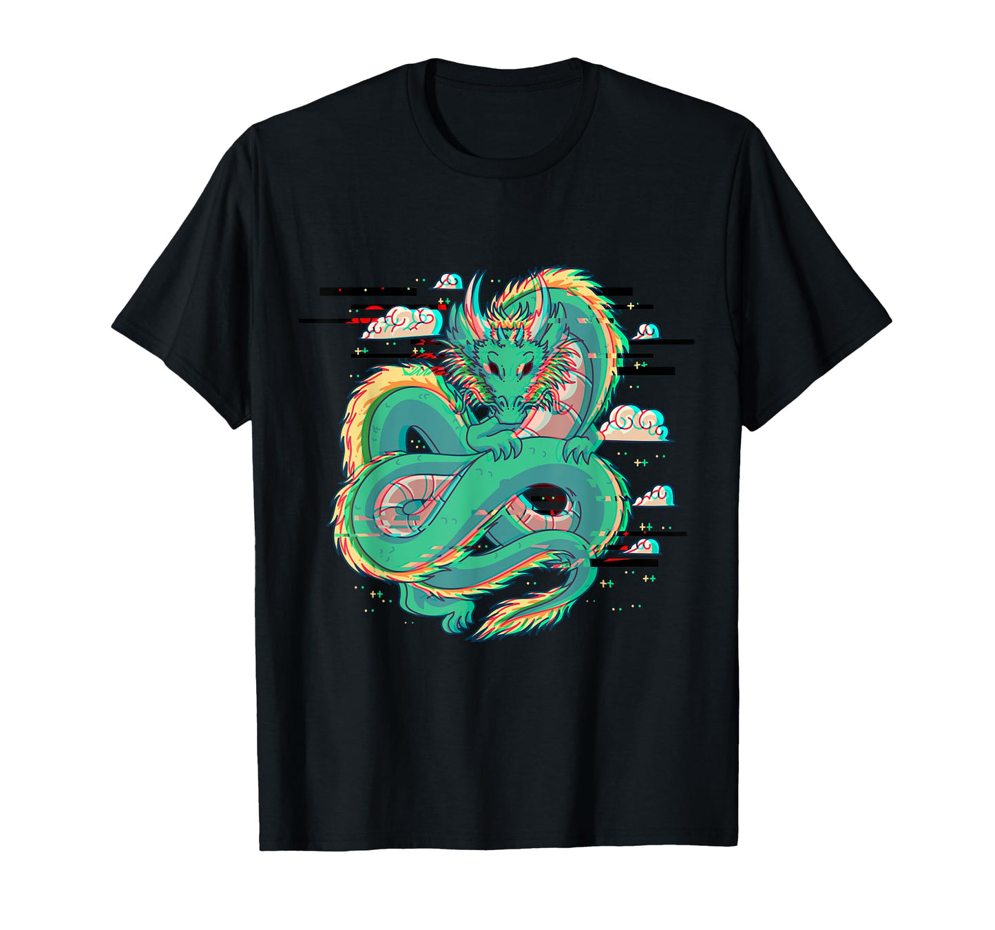 Grunge Dragon Glitch Dragon Aesthetic Style Japan Vaporwave T-Shirt