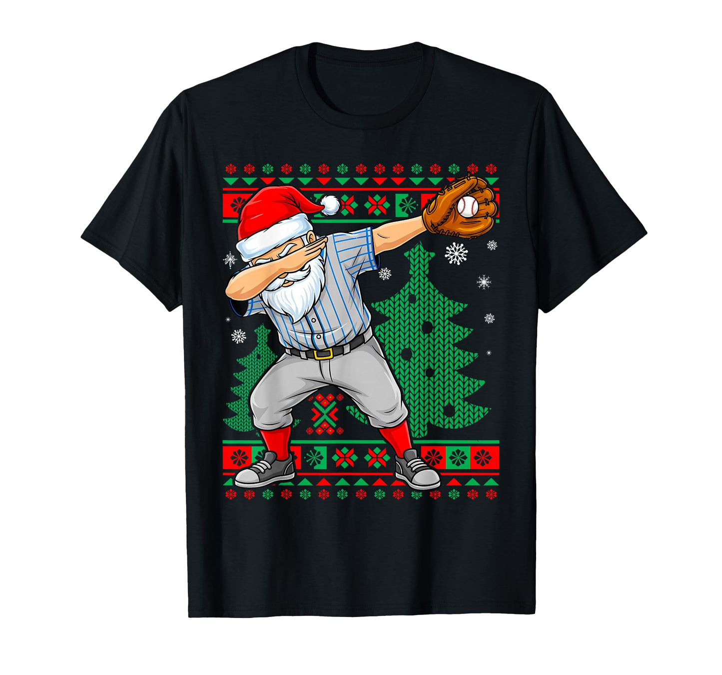 Christmas Santa Claus Baseball Player Dabbing Pose T-Shirt