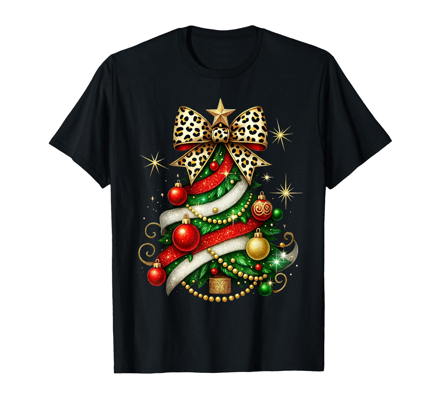 Merry Christmas Coquette Bow Xmas Tree Ornament Funny Family T-Shirt