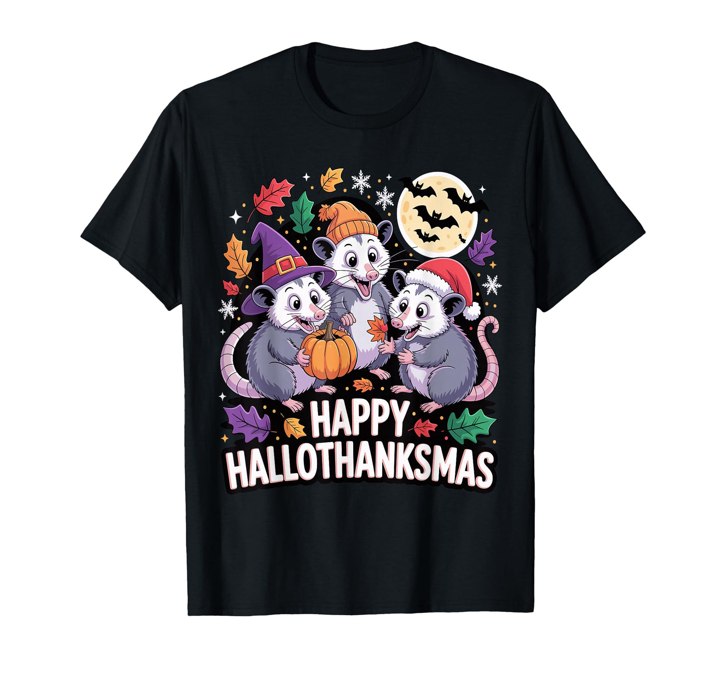 Happy Hallothanksmas Opossum Pumpkin Fun T-Shirt