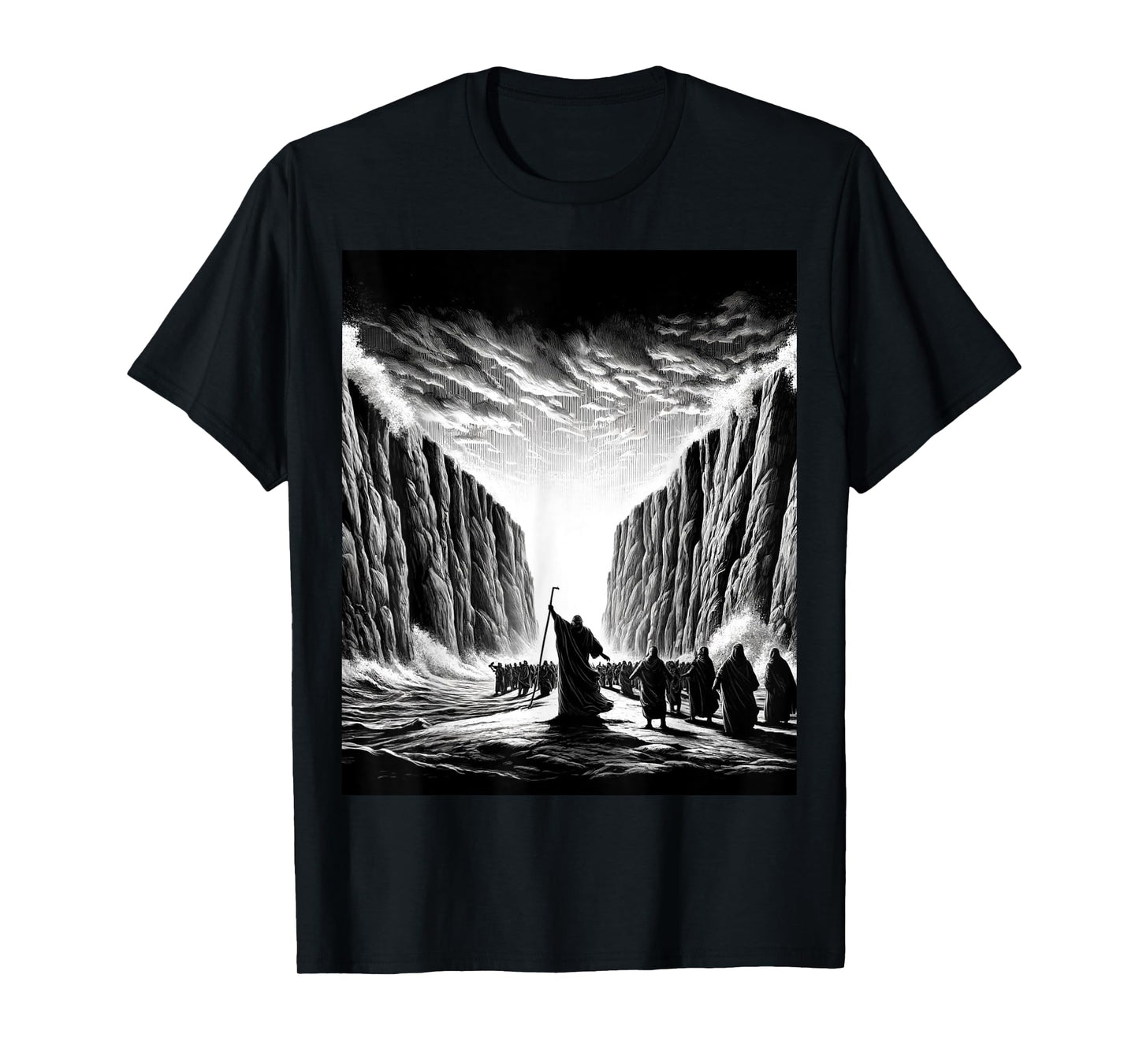 Moses parting the Red Sea with the Israelites T-Shirt