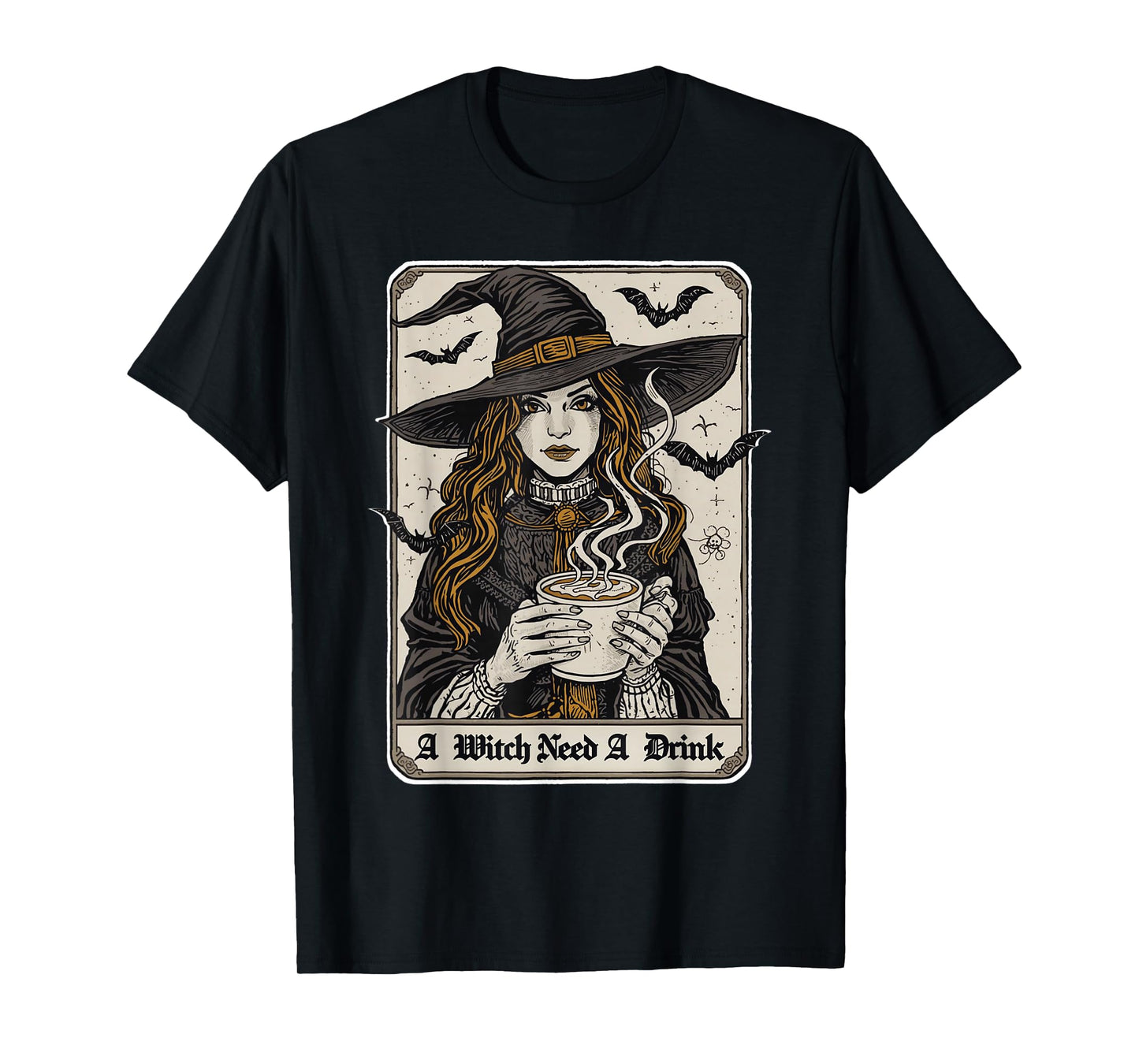 Vintage Halloween Witch Pumpkin Spice Latte Syrup Creamer T-Shirt