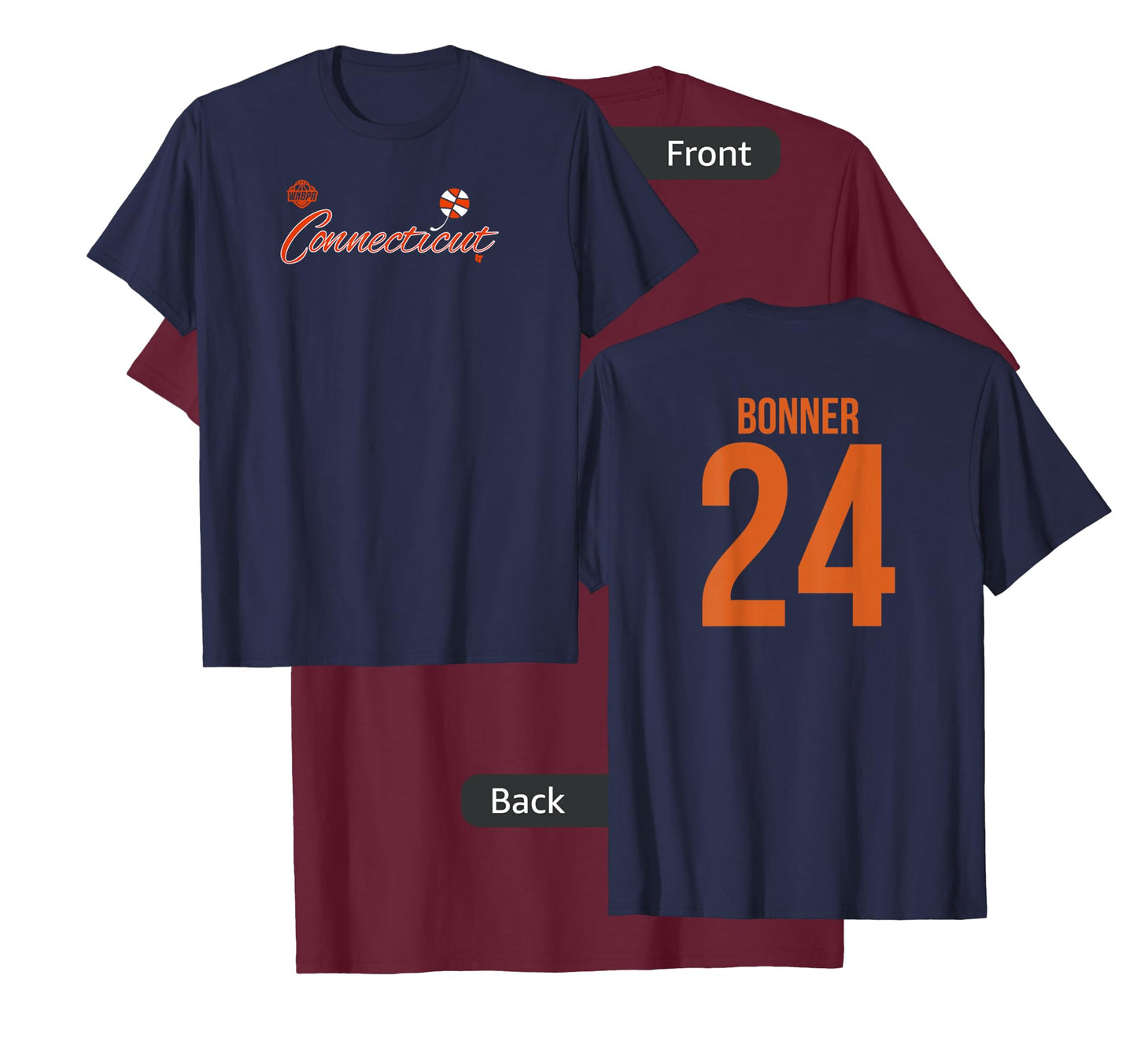 DeWanna Bonner 24 - Number on Back - Connecticut Basketball T-Shirt