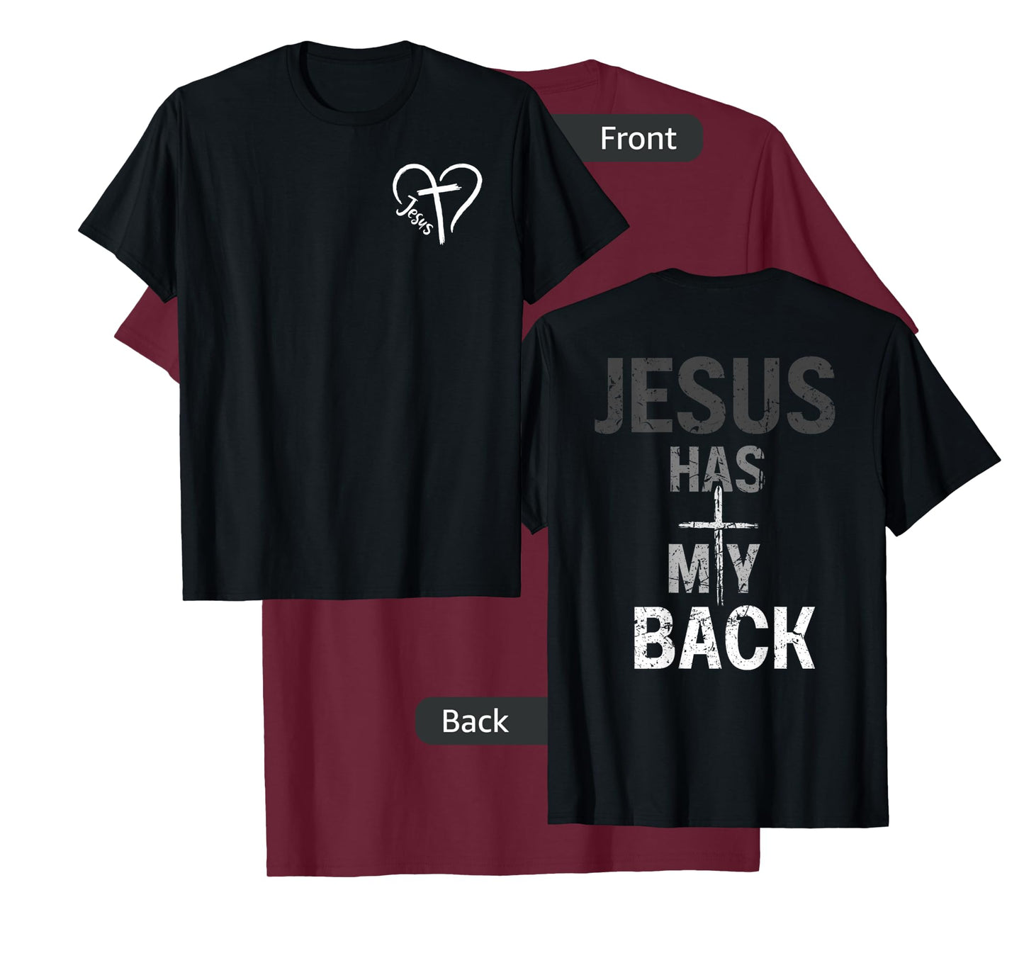 Christian Tshirt Jesus Has My Back Retro (Front and back) T-Shirt