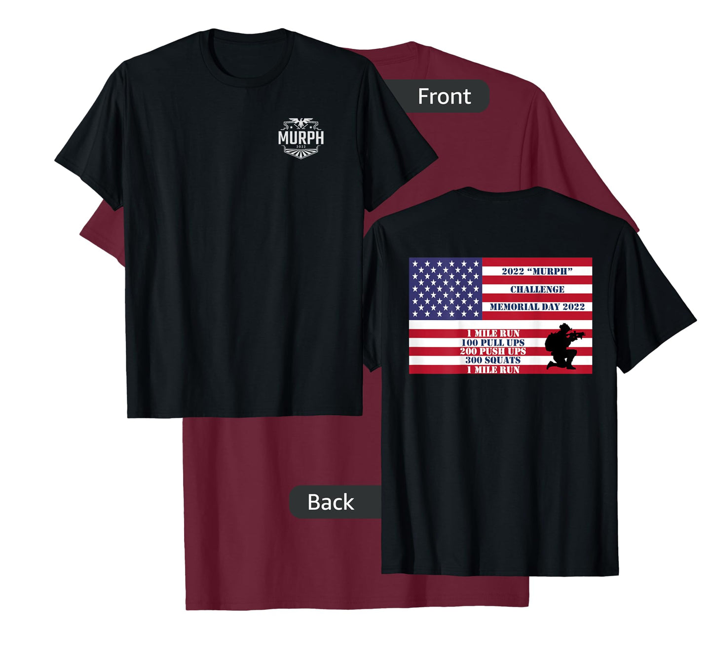 Murph Workout Challenge 2022 Memorial Day WOD T shirt back T-Shirt