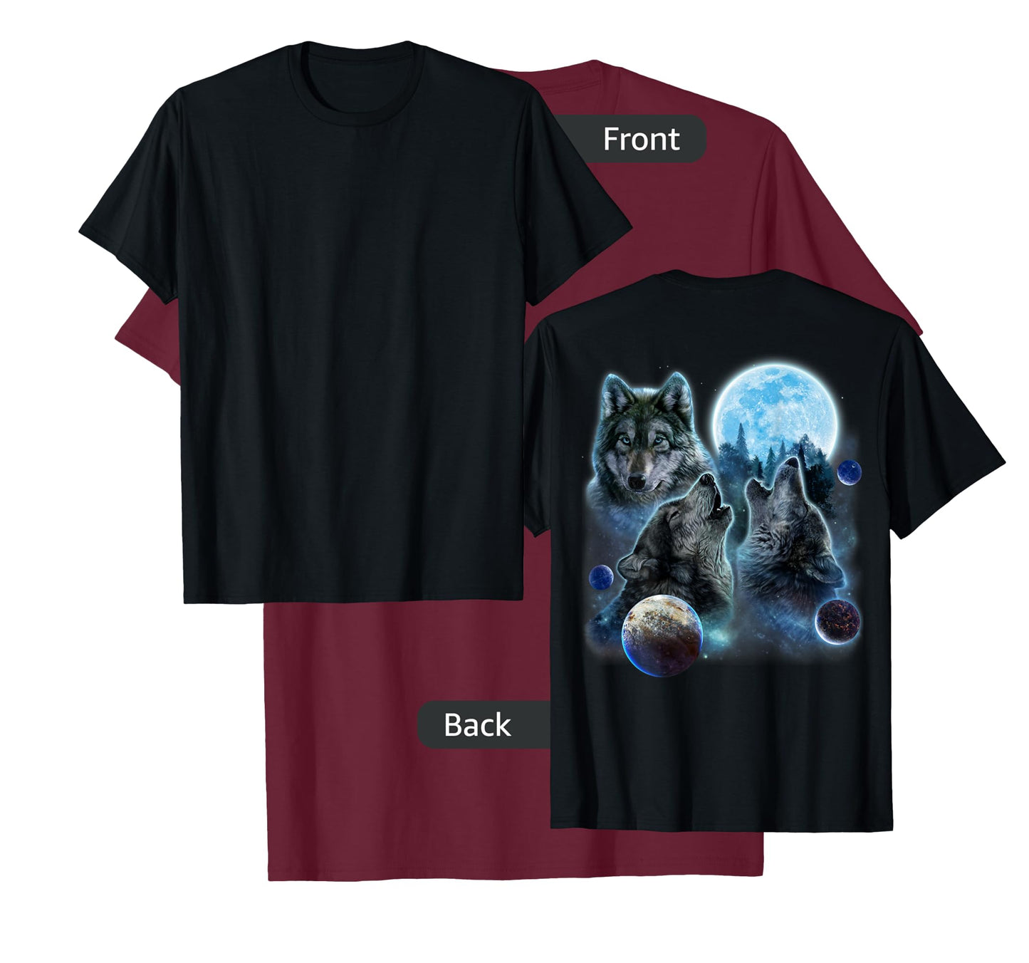 Three Wolf Howling and Moon T-Shirt
