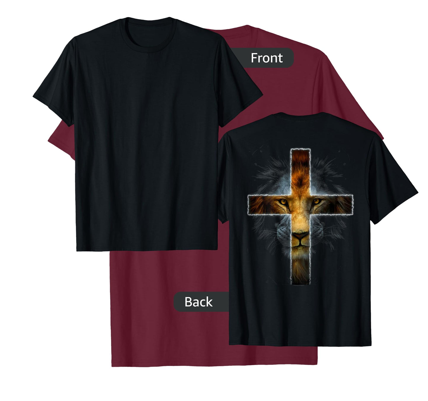 Christian Jesus Lion of Tribe Judah Cross Men Women ON BACK T-Shirt