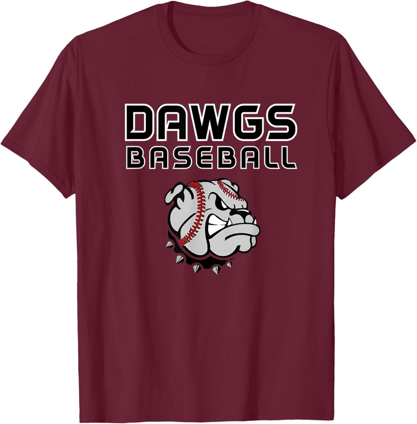 Dawgs Baseball Black T-Shirt - T-Shirt | Maroon