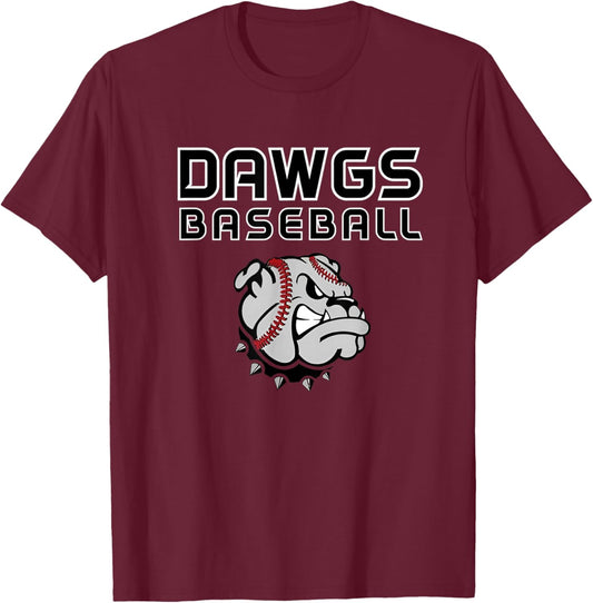 Dawgs Baseball Black T-Shirt - T-Shirt | Maroon
