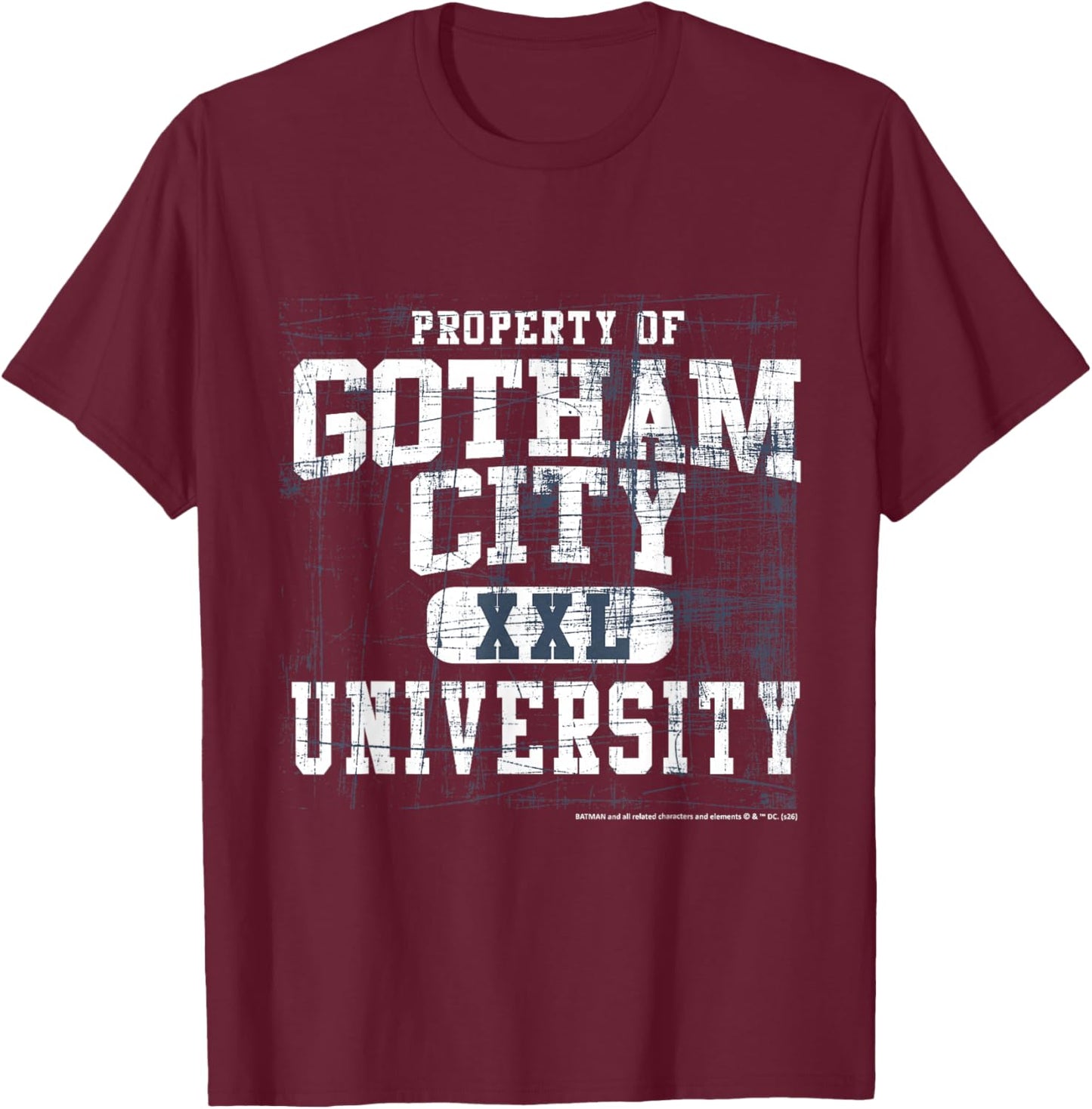 Property of Gotham City XXL University Theme T-Shirt - T-Shirt | Maroon