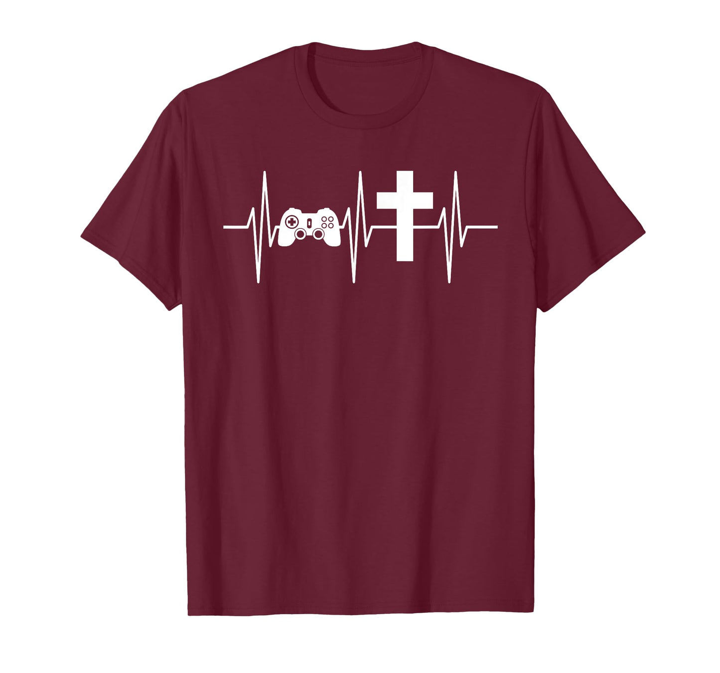 Christian Gamer Shirt Religious Jesus Gaming Heartbeat T-Shirt