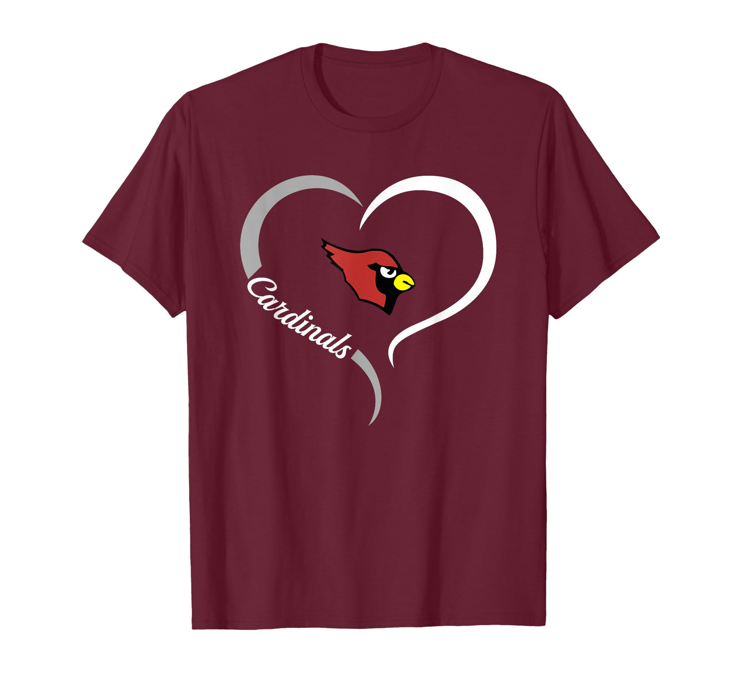 Mentor Cardinals Logo Half Heart Slogan HS T-Shirt