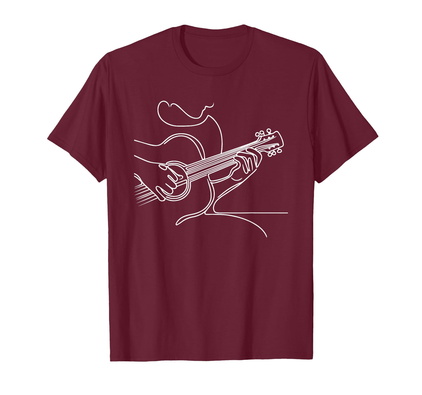 Acoustic Guitar Line Art - Minimalist Graphic Guitarist T-Shirt