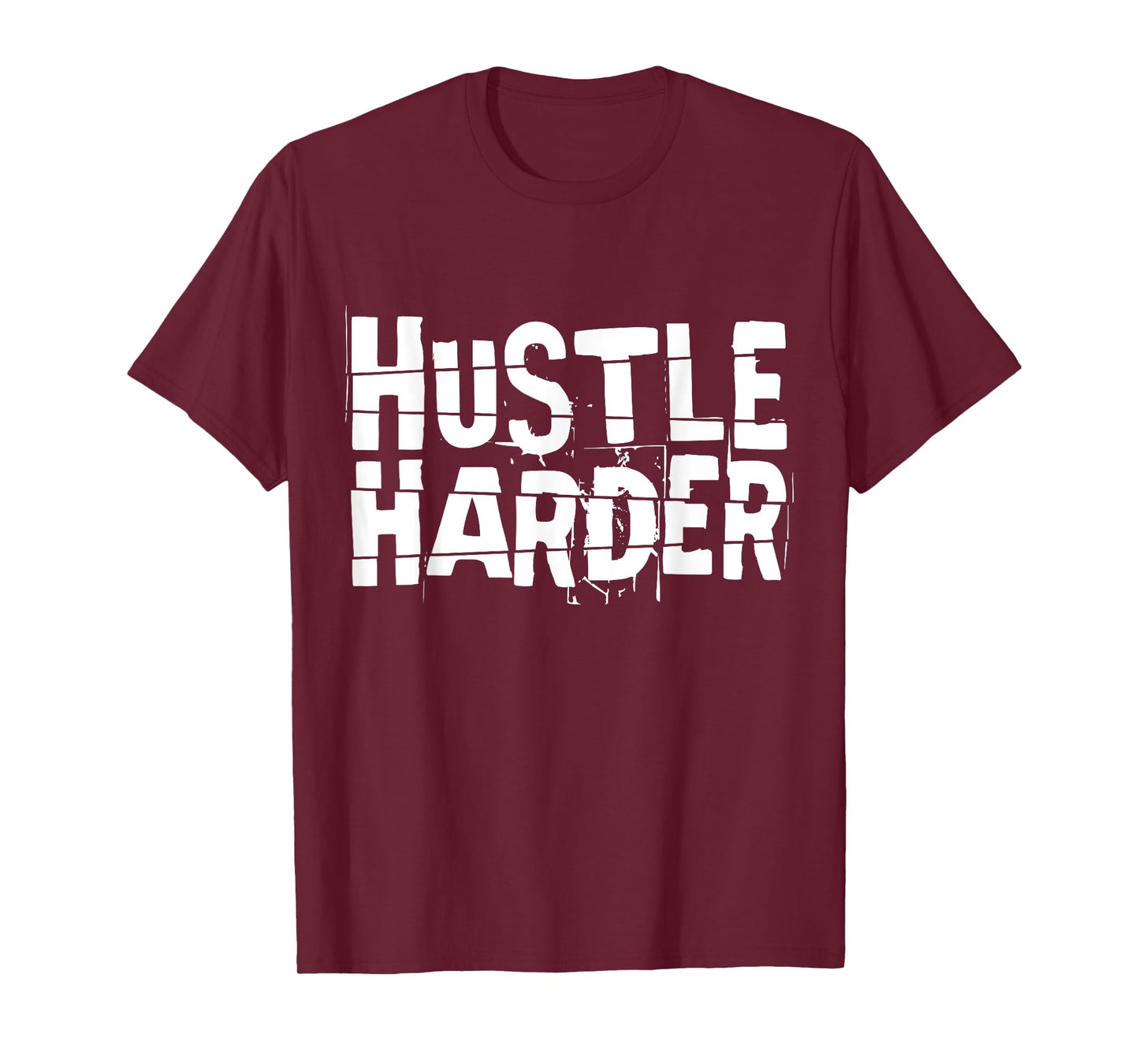 Motivational Quote CEO Entrepreneur Gifts by DMTRY Hustle Harder Unisex-Adults Black Cotton Blend Modern Crew Neck Short Sleeve T-Shirt Small
