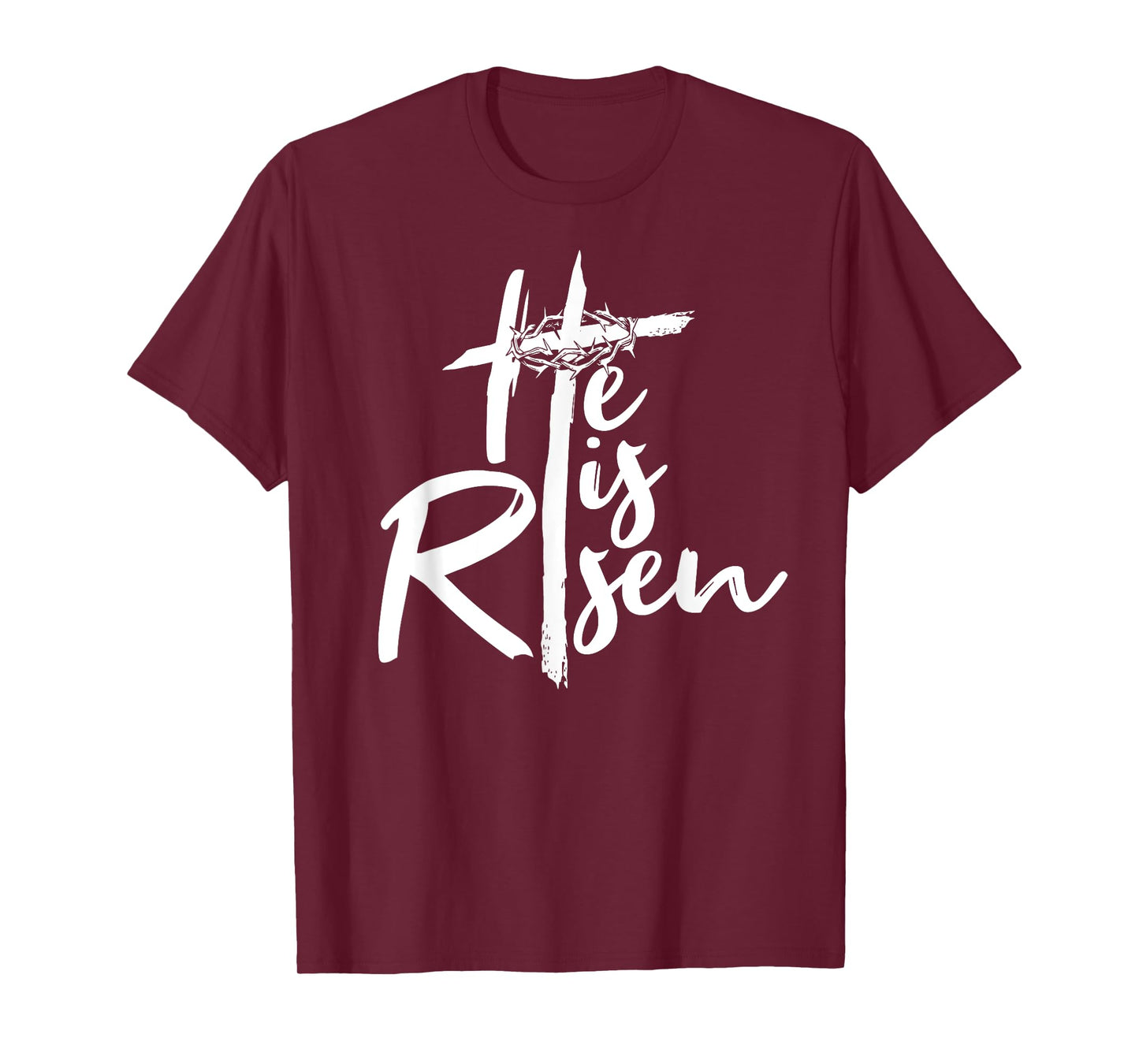 Happy Easter He Is Risen Cross Faith Christian God Jesus T-Shirt