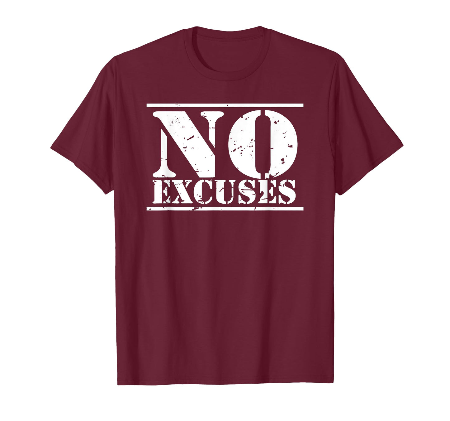 No Excuses gym & fitness sports motto distressed logo T-Shirt