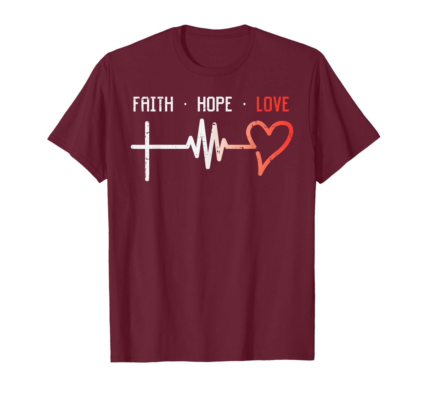 Faith Hope Love Cross Heartbeat God Jesus Christian Gift T-Shirt
