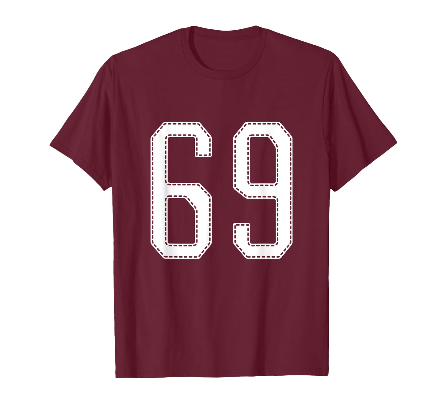 Sports Jersey Tee # 69 - Stitched Style Lettering - T Shirt