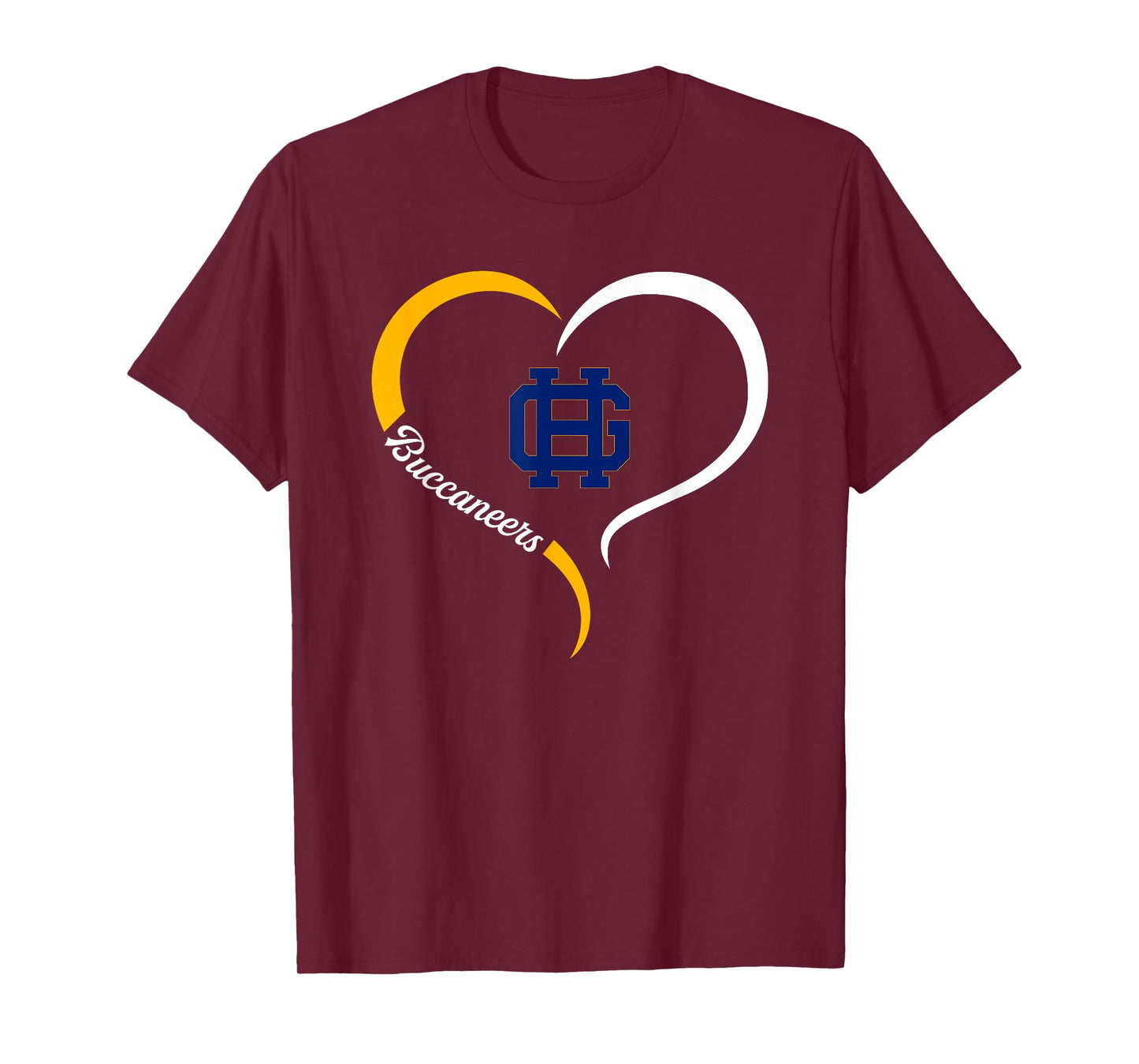 Grand Haven Buccaneers Logo Half Heart Slogan HS T-Shirt
