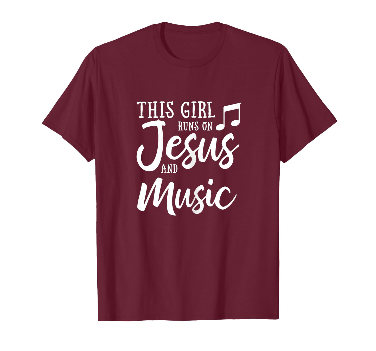 This Girl Runs On Jesus And Music Shirt Christian Gift T-Shirt