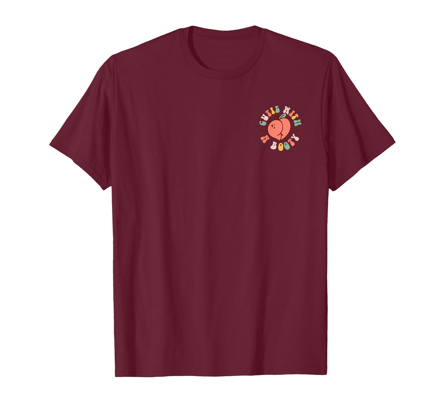Cutie With A Booty, Weightlifting Gym Peach Front And Back T-Shirt